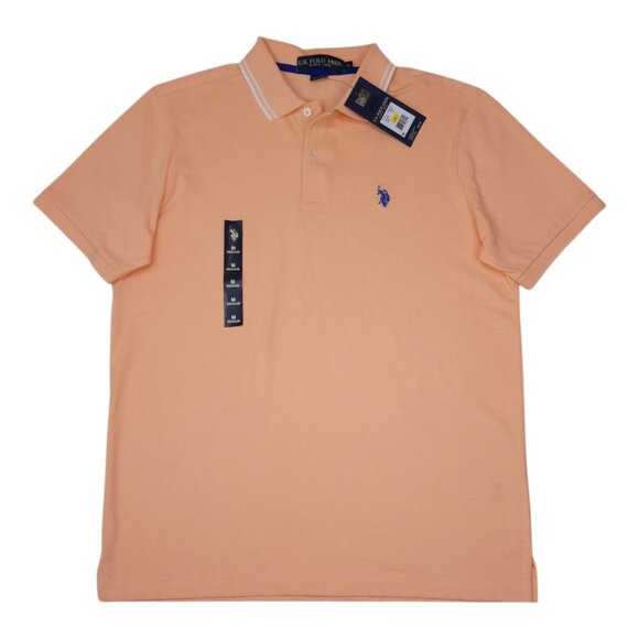 U.S. Polo Assn. Mens Peach Polo Shirt Medium Cotton Short Sleeve - Picture 9 of 9